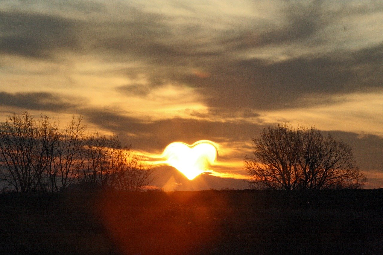 heart, love, sun